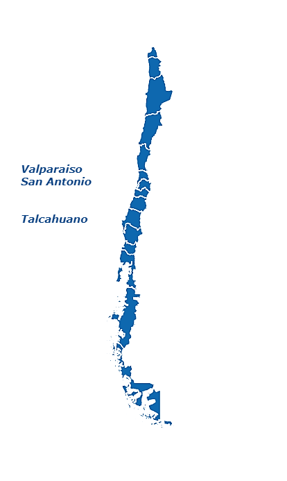 Cobertura Puertos Valparaiso, San Antonio y Talcahuano
